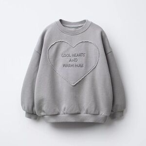 ZARA EMBROIDERED HEART TEXT SWEATSHIRT